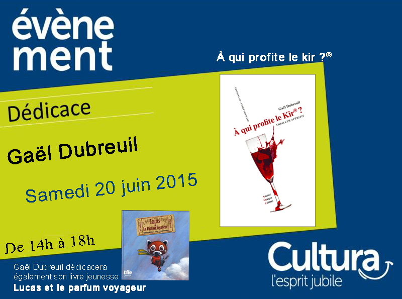 Dédicace de mes livres "Lucas et le parfum voyageur" et "A qui profite le kir ?" à Cultura Bourgoin-Jallieu