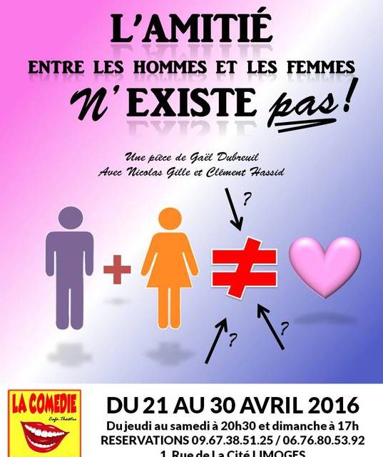 L’amitié entre les hommes et les femmes n’existe pas ! A la comédie de Limoges